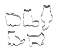 5 PCS Cute Cat Shaped Cookie Cutter Set Stainless Steel Cat Cookie Cutter Cat Shaped Cookie Molds for DIY Baking Cake Fondant Sugarcraft Biscuits Decoration