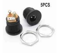 5 PCS DC Power Connector Socket Female Panel Mount 5.5 x 2.1 mm for Low Voltage Applications, Nickel-Plated Copper, Models A/B/C/D Included