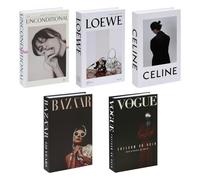 5 PCS Decorative Fake Books Set, Fashion Hardcover Display Books for Home Décor - Foldable Faux Books for Coffee Table, Bookshelf, Office - Stacked Modern Decorative Book Set (B)