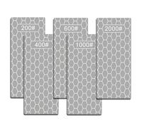 5 Pcs Diamond Sharpening Stone Set with Honeycomb Surface and Non Slip Base for Scissors Knives Outdoor Tools from Coarse to Extra Fine 200/400/600/1000/2000 Grit(Color:Grey)
