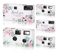 5 Pcs Disposable Camera for Wedding Bulk, Color Film Single Use Camera Bulk with Flash 35 mm One Time for Gathering Wedding Travel Anniversary Honeymoon(Flower)