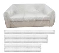5 Pcs Disposable Furniture Dust Covers with Elastic, Plastic Dust Cover for Sofa Chair Dining Table TV Stand, Extra Large Clear Couch Bed Protector Covers for Moving and Storage, 3 Sizes (1XL 2L 2M)