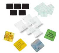 5 Pcs DIY Fridge Magnet Craft Set Acrylic Square Decorative Refrigerator Magnet with Adhesive Backing Ferrite Magnets for Office,Classroom,Cabinets,Kitchen(2 Inch,18 Piece)