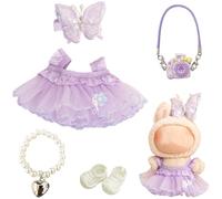 5 Pcs Doll Clothes, 17cm Dolls Clothes, Purple Doll Dress Accessories Sets Include 1 Purple Dress 1 Butterfly Hair Clip 1 Heart-Shaped Necklace 1 Camera Bag 1 Pair of White Shoes, Best Gifts