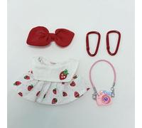 5 PCS Doll Clothes Decorative Set for 15-17cm Dolls, Cute Denim Bloomers Doll Outfit with Knitted Flower Brooch & Mini Handbag (DL01)
