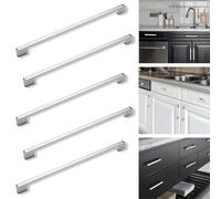 5 Pcs Door Handles, Bright Chrome American Style Zinc Alloy Drawer Cupboard Wardrobe Door Handle, Kitchen Hardware Cabinet Pulls (Hole Centers:128mm)