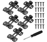 5 Pcs Door Latch, 3 inch Flip Sliding Barn Door Lock Latches, Stainless Steel Metal Flip Gate Latch Locks, Door Bolt Latch Lock for Garage Garden Bathroom Doors Window Outdoor + Screwdriver(Black)