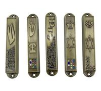 5 Pcs Door Scroll Holy Pillar Mezuzah Decor Symbols Holders Door Mezuzah Case Household Metal Home Ornament