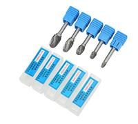 5 Pcs Double Cut Carbide Rotary Burrs Set, 6mm Shank Diameter Die Grinder Bits, EX Series Tool Models for Aviation Automotive Ship Surface Polishing, Premium Hard Carbide