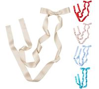 5 Pcs Double Layer French Style Hair Bow Clips, 3.3 ft Long Ribbon Streamers, Sweet Aesthetic Polyester Bridal Hair Accessories, Versatile Decorative Side Clips in Beige, Red, Pink, Blue, Dark Green