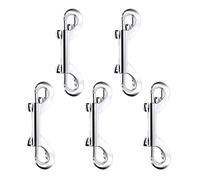 5 Pcs Double Sided Bolt Snap Set, Double Ended Bolt Snap Hooks, Spring Loaded Driving Clips, Durable Zinc Alloy Double End Trigger Clips for Ropes, Chains, Key Chain and Pet Leashes(Silver)