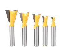 5 Pcs Dovetail Router Bit Set, Woodworking Dovetail End Milling Cutter Bits for Cabinets, Door Frames, Picture Frames, Ceiling Trim, Premium Carbide - Tipped with 8mm