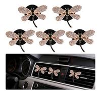 5 PCS Dragonfly Car Decor,shiny Freshener Vent ClipsCar Accessories Decoration for Refillable Outlet Diffuser, Universal for Most Cars (Dragonfly)