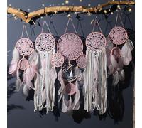 5 Pcs Dream Catcher Handmade Feathers Dream Catcher Moon and Sun Design Boho Wall Hanging Room Decor for Boys Girls Bedroom Home Decoration(Pink,5)