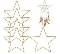 5 PCS Dream Catcher Star Wall Hanging 20cm, Metal Bohemian Wall Decor Star Frame for DIY Craft, Bedroom and Living Room Decoration, Nordic Style Home Ornament Set