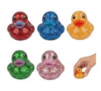 5 PCS Duck Squishy, Sugar Filled Squishies, 5 Assorted Colour Ducks in Red Blue Orange Green Pink, Suitable for Office Decor and Party Favours, Classroom Rewards for Teachers and Workplace Gifts