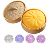 5 PCS Dumpling Squishy, SquishyDumpling, Dumpling Squishy Glitter Mystery, Mystery DumplingsSquishy, Yellow Steamer Bun and 4 Sparkling Crystal Buns, Focus Assistance Tools for Relaxation