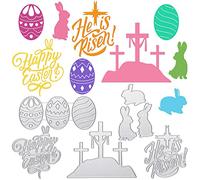 5 Pcs Easter Metal Die Cuts Easter Bunny Stamps Dies Spellbinders Dies Easter Cutting Dies Cut Stencil Easter Silver Steel Cutting Stencil for Paper Card Making DIY Album Stamp Embossing Craft Decor