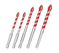 5 Pcs Eccentric Drill Bit, Masonry Drill Bits Set, Durable,Sharp Tungsten Carbide Drills Bit for Tile, Glass, Quartz, Porcelain,Cement,Ceramic,Brick,Granite,Marble,Plastic,Wood,Concrete(6,6,8,10,12mm)