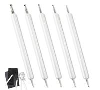 5 Pcs Embossing Tool Set with Different Size Double End Tracing Dotting Tool Embossing Stylus Set for Embossing Art Carbon Transfer Paper Clay Sculpting Nail Art Pottery DIY Crafts 13.2cm White
