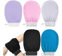 5 Pcs Exfoliating Glove, Exfoliating Mitt Dead Skin Remover shower gloves for Women Men Body Spray Tan Removal, 5 Color