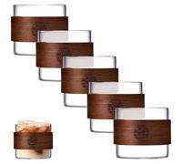 5 PCS Expresso Coffee Cup, Cortado Glasses,Espresso Coffee Cup High Borosilicate Clear Small Shots Cup with Wooden Ring Suitable for Espresso, Iced American, Macchiato, Milk(150ml)