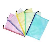 5 Pcs Extra Thick Mesh A5 Document Wallet Zipper Bags - Plastic Wallets for Offices, Home, Travel & School Supplies