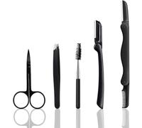 5 PCS Eyebrow Grooming Kit, Eyebrow Trimming Set with Eyebrow Razors Trimmer, Eyelash Extension Brush, Scissors, Slant Tweezers for Women/Men, Salon, Home Use & Professional Makeup