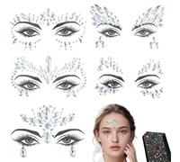 5 PCS Face Ge/ms for Women Festival,Adhesive Face Jewels Temporary Tat/to Stickers,Christmas Festival Accessories & Essentials for Women Festival Outfit,Face Glitter Jewels with Glitter Freckles