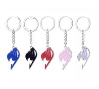 5 Pcs Fairys Tails Keychain Anime Figure Lucy End Cosplay Keyring Pendant Fairys Tails Five Colours Logo Metal Chain Decor
