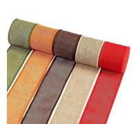 5 PCS Fall Ribbon Wired 16.4 Feet Cuttable Linen Cotton Burlap Ribbon 5 Color Tangle-Free Wired for Packaging Decorating Fall, Burlap, Clearance