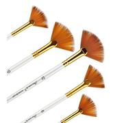 5 Pcs Fan Paint Brush Set, Acrylic Paint Brushes with Long Wood Handles Anti-Shedding Nylon Hair Painting Brush for Acrylic Painting, Oil Watercolor Painting