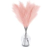 5 PCS Faux Pampas Grass, Medium Size Artificial Grass, 33“/85cm, Fake Flowers Fluffy Artificial Flowers Stems For Wedding Decor Boho Home Decoration Dried Flowers (Pink)