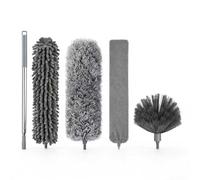 5 PCS Feather Duster with Extra-Long 110-Inch Extension Pole,Microfiber Dusting Brush， Flexible Detachable and Reusable Ceiling Cleaning Duster，Radiator Cleaner Brush，for Cleaning High Ceiling Fans, B