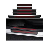 5 Pcs Fiber Car Door Sill Protectors for VW Golf 8 MK8 TSI TDI GTI GTD GTE R R-Line 2020-2022, Carbon Fiber Threshold Scuff Plate Cover Car Kick Plates(Red)