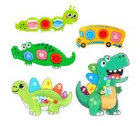 5 PCS Fidget Popper Sensory Baby Toys, Pop It Fidget Toys for Airplane Travel Essential Activities, Montessori Early Development & Educational Games for Boys Girls