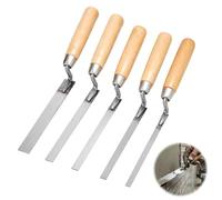 5 PCS Finger Pointing Trowel Set, Includes 6, 8, 10, 12 and 14 mm Width, Flat Stainless Steel Stiff Tuck Tools with Wooden Handle, for Masonry, Brick & Mortar Work