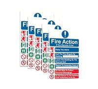 5 PCS Fire Action Notice Signs, Self-Adhesive Vinyl Fire Safety Notices