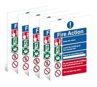 5 Pcs Fire Extinguisher Sign 150 x 200mm Fire Action Notice Sign Sticker Exit Keep Clear Labels Colour Coded Safety Signage for Business with Electrical Equipment Building Sites Office Blocks