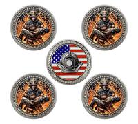 5 PCS Firefighter Rescue Challenge Coin | Firefighting Valor & Heroic Service Medallion | Thank You for Your Service Token | Appreciation Gifts for Firefighters, Heroes, and First Responders