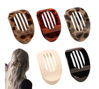 5 PCS Flat Hair Clips, Curved Design French Barrette Accessories, Curved Non-Slip Hair Clip, Round Flat Hair Clips, For Thin/Thick Hair (Leopard), Hair Clip Women, Hair Claw Clips