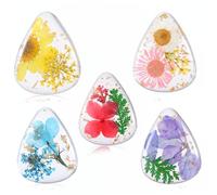 5 Pcs Flower Guitar Picks, Dried Flower PET Cool Guitar Picks Unique Colorful Guitars Pick for Acoustic Guitars Electric Ukulele Bass Classical Triangle