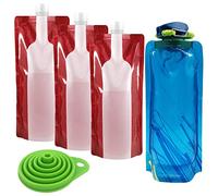 5 Pcs Foldable Wine Bag, AIFUDA Portable Drink Pouches Plastic Water Bottle Wine to Go Bag (750ml), Foldable Water Bag (700ml) for Wine Liquor Beverages, Travel