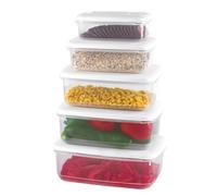 5 Pcs Food Storage Boxes (0.8-4 Litre) for Storing Fruits, Vegetables, Sandwiches, Pasta, Cookies & Dry Items | Stackable BPA-Free Tupperware Food Container Set for Kitchen, School, Picnic & Takeaway