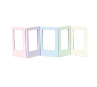 5 pcs For mini photo frames with magnetic backing for easy attachment on metal surfaces, hollow front allows quick photo change, made using natural straw fibers for subtle texture