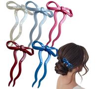 5 PCS French Hair Pin Butterfly French Hair Pins, Large U-Shaped Bow Long Hair Sticks Chignon French Twist Hair Forks for Buns, Twists, Updos, Knots, and Wedding Hairstyles, Hair Accessories