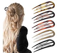 5 Pcs French Twist Hair Pin U Shaped French Hairs Pins for Women Thin Thick Hairs Buns Tortoise Shell Frenchs Pins Hair Plastic Frenchs Pin with Internal Teeth Chignon Clips Hairstyle Accessories