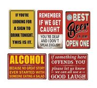 5 Pcs Funny Bar Signs, Metal Alcohol Signs Plaques For Home Bar Accessories, Kitchen Accessories Good Bars Signs, Funny Alcohol Sign Man Cave For Home Kitchen Club Decoration 20 X 30 cm