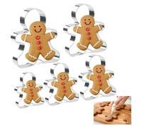 5 Pcs Gingerbread Man Cookier Cutters Happy Gingerbread Man Cookie Cutter Pastry Cutter Sandwich Cutter DIT Baking Tool Christmas Day Party