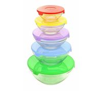 5 Pcs Glass Storage Bowl Set with Multi Coloured Lids Food Storage Microwave Dishwasher Freezer Safe Dessert Salad Bowls Stackable Glass Food Storage Containers Glass Meal Prep Containers